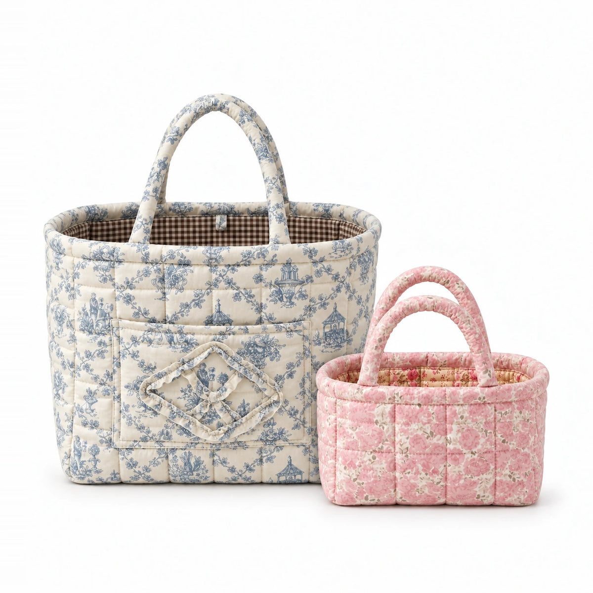 Blue Toile Quilty with a Blush Rose Mini Quilty