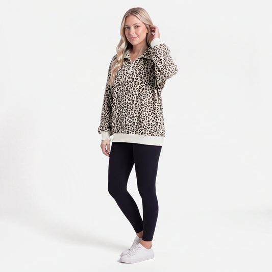 Oversized Ribbed Quarter Zip Sweatshirt