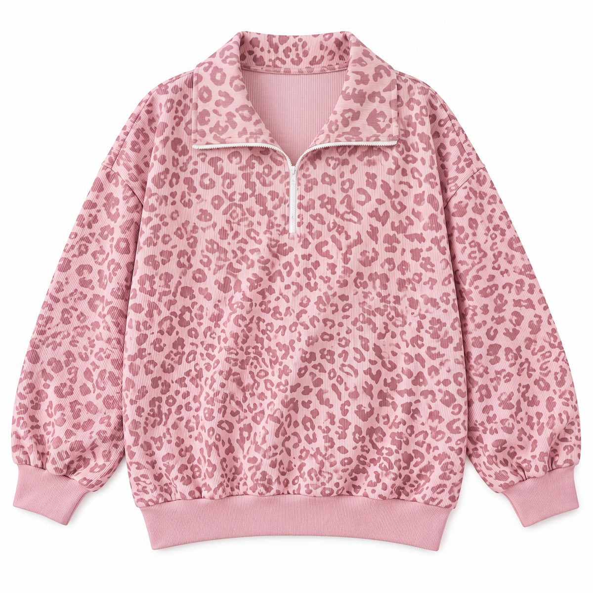 Oversized Ribbed Quarter Zip Sweatshirt