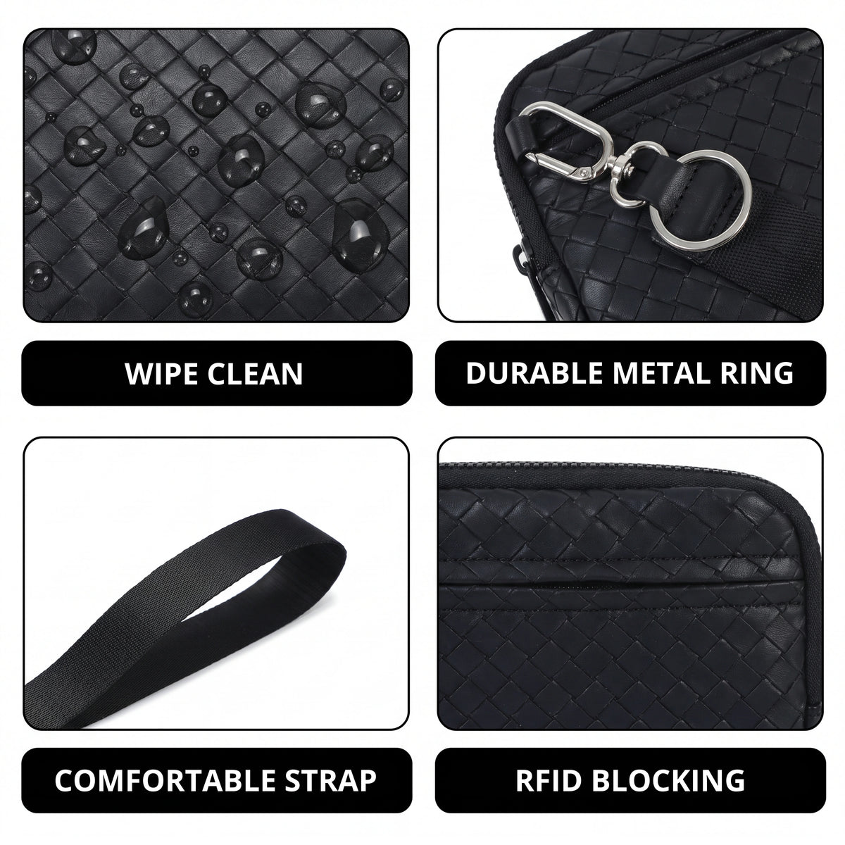 Statshy – Woven Leather Crossbody Wallet