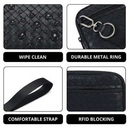 Statshy – Woven Leather Crossbody Wallet