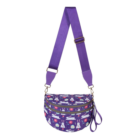 linear-gradient(135deg, #5d3a8f 0 50%, #ff6b8a 50% 100%)