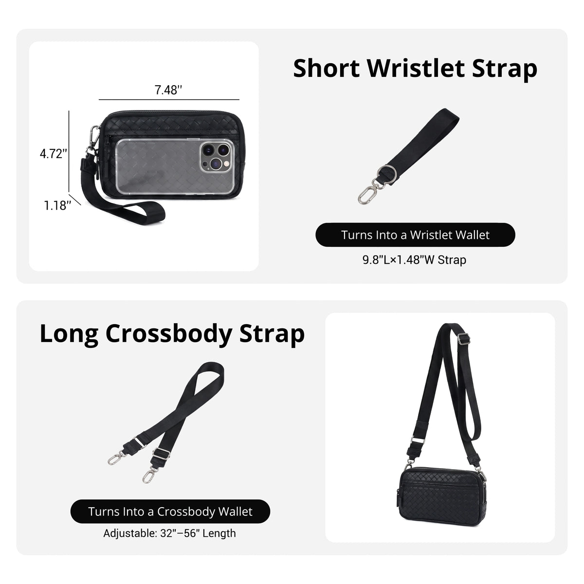 Statshy – Woven Leather Crossbody Wallet