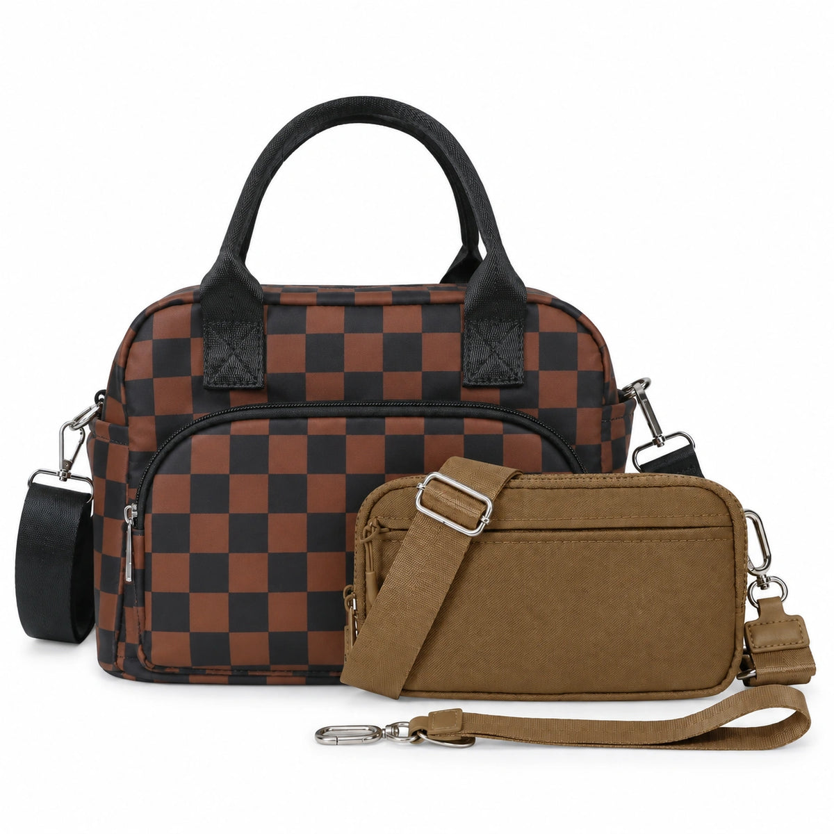 Mealpak + Statshy — Checkered Chocolate + Solid Brown